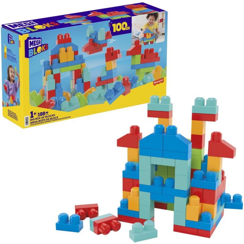 MEGA BLOKS Big Box of Blocks, 100 Piece Toddler Buiding Toy Set  COLLECTIBLES